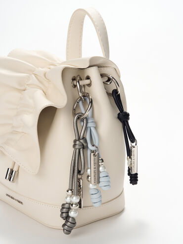 Beaded Cord Knot Charm, Noir, hi-res