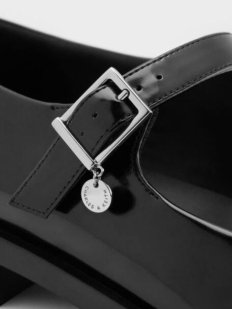 Circle-Charm Buckled Mary Janes, Black Box, hi-res