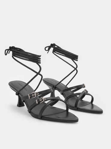 Amaliya Pointed Strappy Heeled Sandals, Black, hi-res