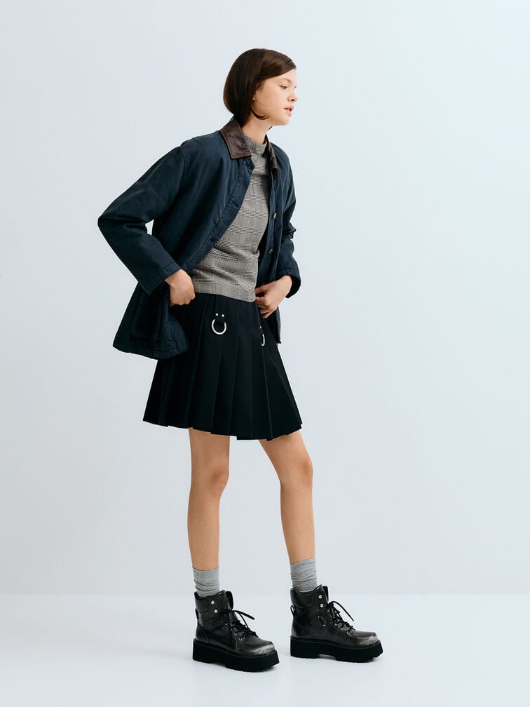 Eliot Platform Combat Boots, Grey, hi-res