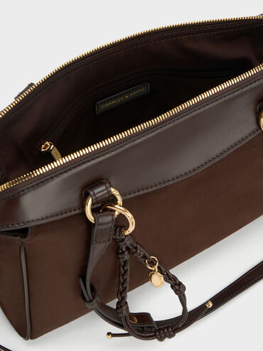 Haylen Braided-Charm Shoulder Bag, Espresso Brown, hi-res