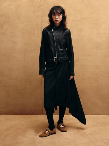 Gael Faux Suede Studded Crossover-Strap Bow Mary Janes, Brown, hi-res