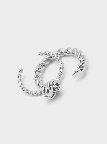 Sable Rope-Knot Two-Ring Set, Silver, hi-res