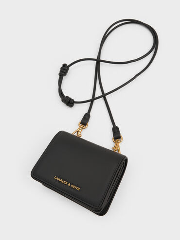 Lyla Knotted-Strap Wallet, Black, hi-res