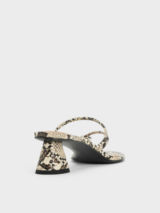 Snake-Print Toe-Ring Strappy Heels, Animal Print Natural, hi-res