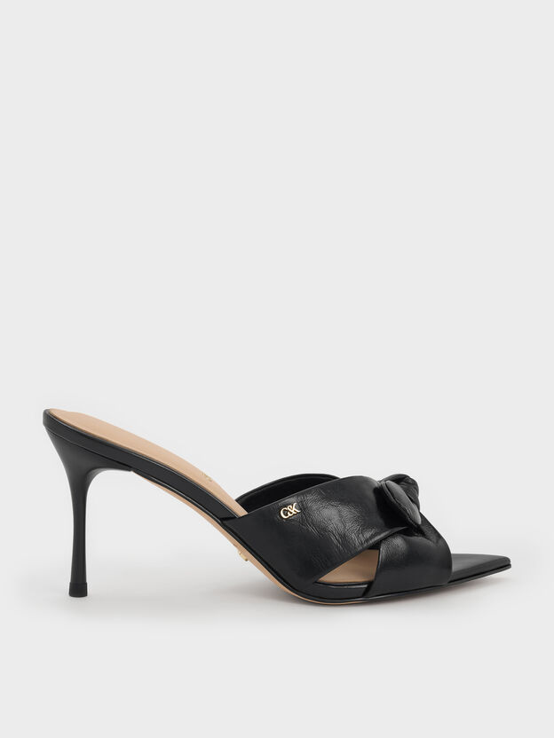 Jayce Leather Stiletto Mules, Black, hi-res
