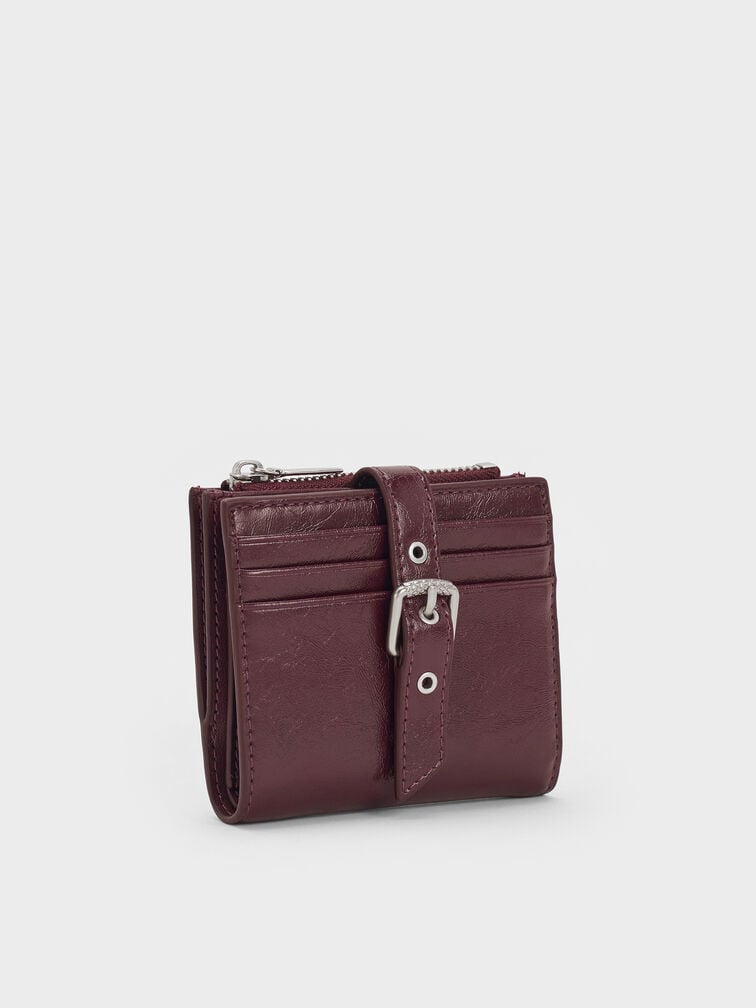 Blaise Grommet-Belt Top-Zip Small Wallet, Wineberry Red, hi-res