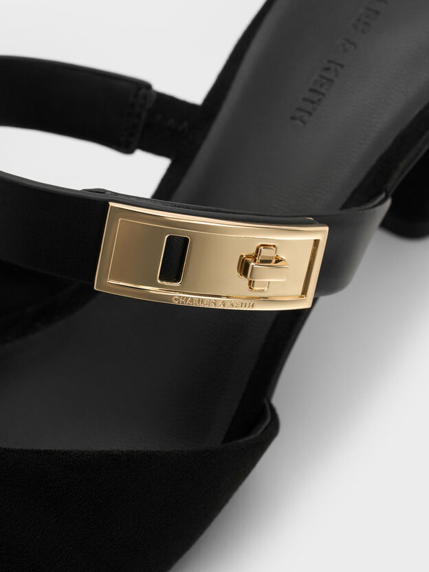 Lando Faux Suede Heeled Mules, Black2, hi-res