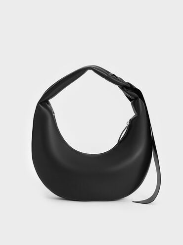 Mini Toni Knotted Crescent Hobo Bag, Noir, hi-res