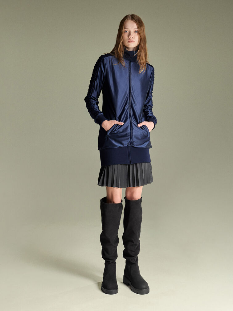 Camilla Faux Suede Thigh-High Boots, Black Textured, hi-res