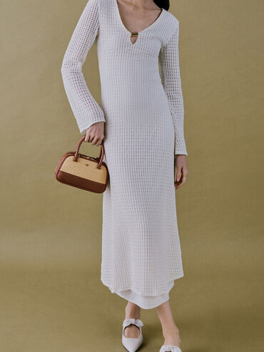 Leather & Raffia Bowling Bag, Neutral Raffia, hi-res