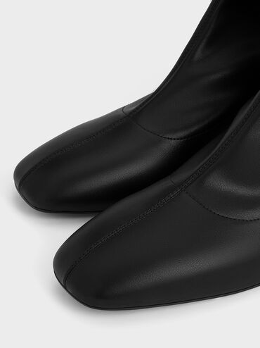 Stitch-Trim Heeled Ankle Boots, Black, hi-res