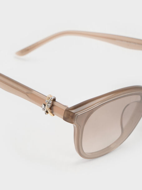 Roux Crystal Square Sunglasses, Sand, hi-res