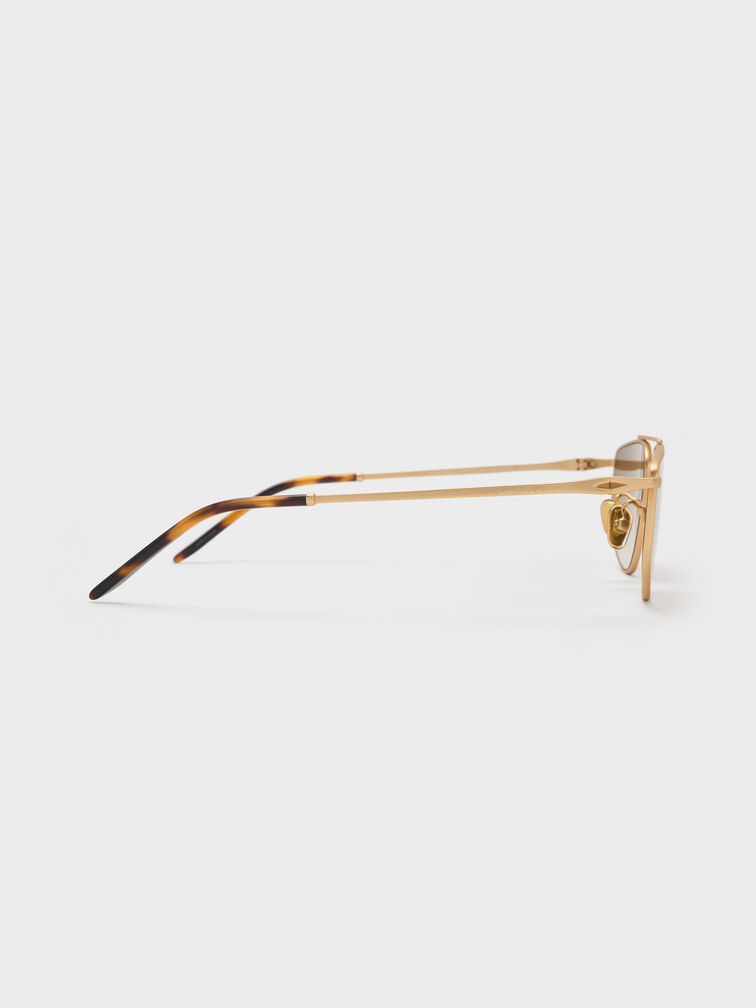 Elowyn Metal-Rim Aviator Sunglasses, Brush Gold, hi-res