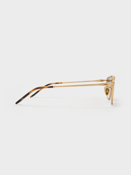 Elowyn Metal-Rim Aviator Sunglasses, Brush Gold, hi-res