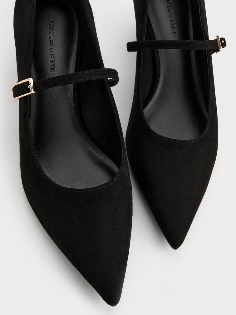 Luciana Faux Suede Mary Jane Pumps, Black Textured, hi-res