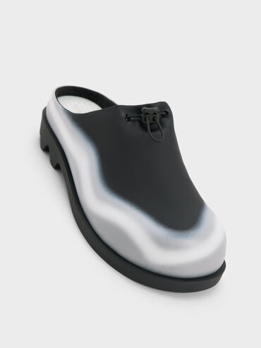 Gradient Wave Slip-On Mules, Black, hi-res