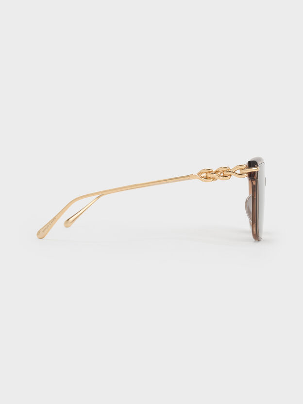 Kris Chain-Detail Sunglasses, Chestnut Brown, hi-res