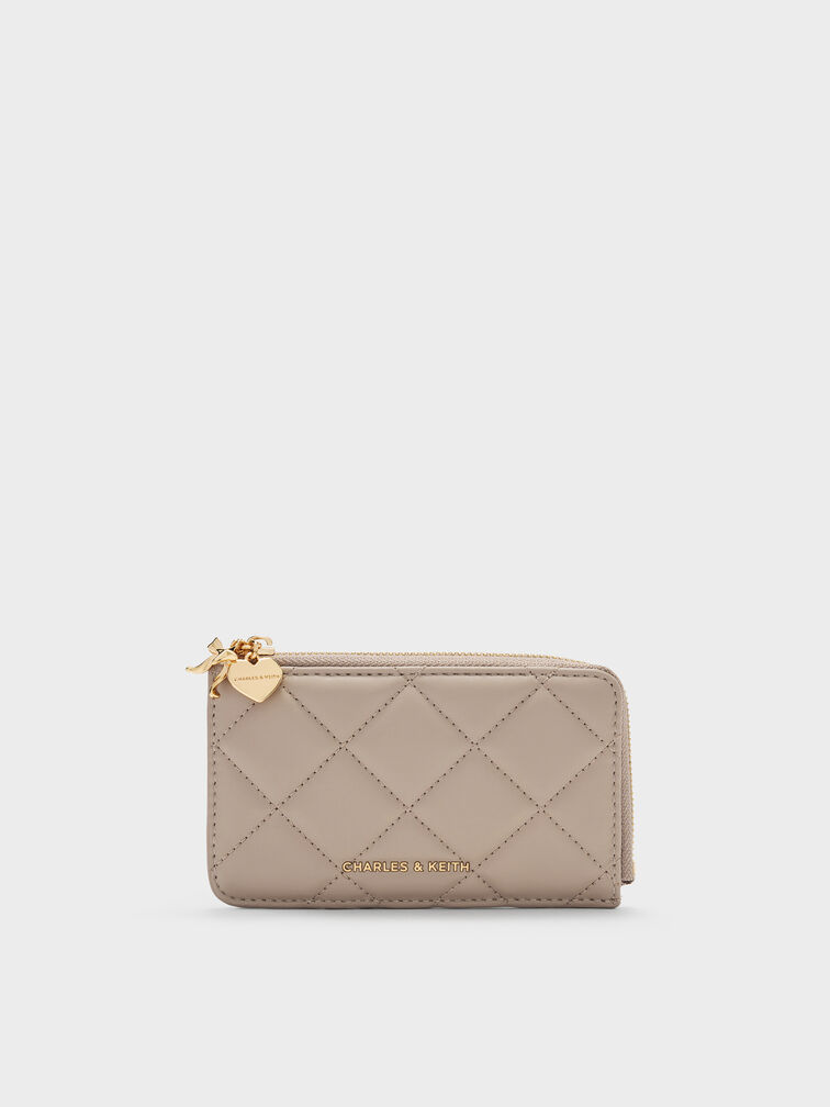 Arrietty Quilted Zip-Around Wallet, Taupe, hi-res