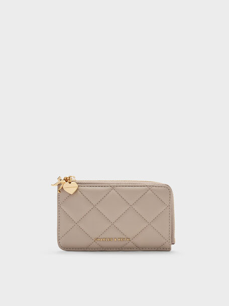 Arrietty Quilted Zip-Around Wallet, Taupe, hi-res