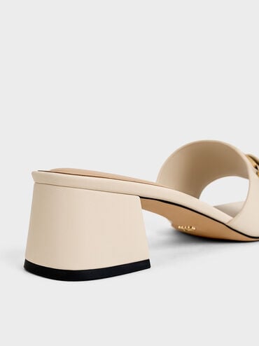 Whitney Leather Buckled Block-Heel Mules, Chalk, hi-res