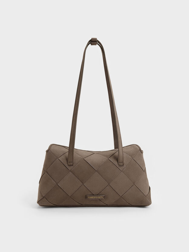 Maribel Woven Trapeze Shoulder Bag, Stone Grey, hi-res