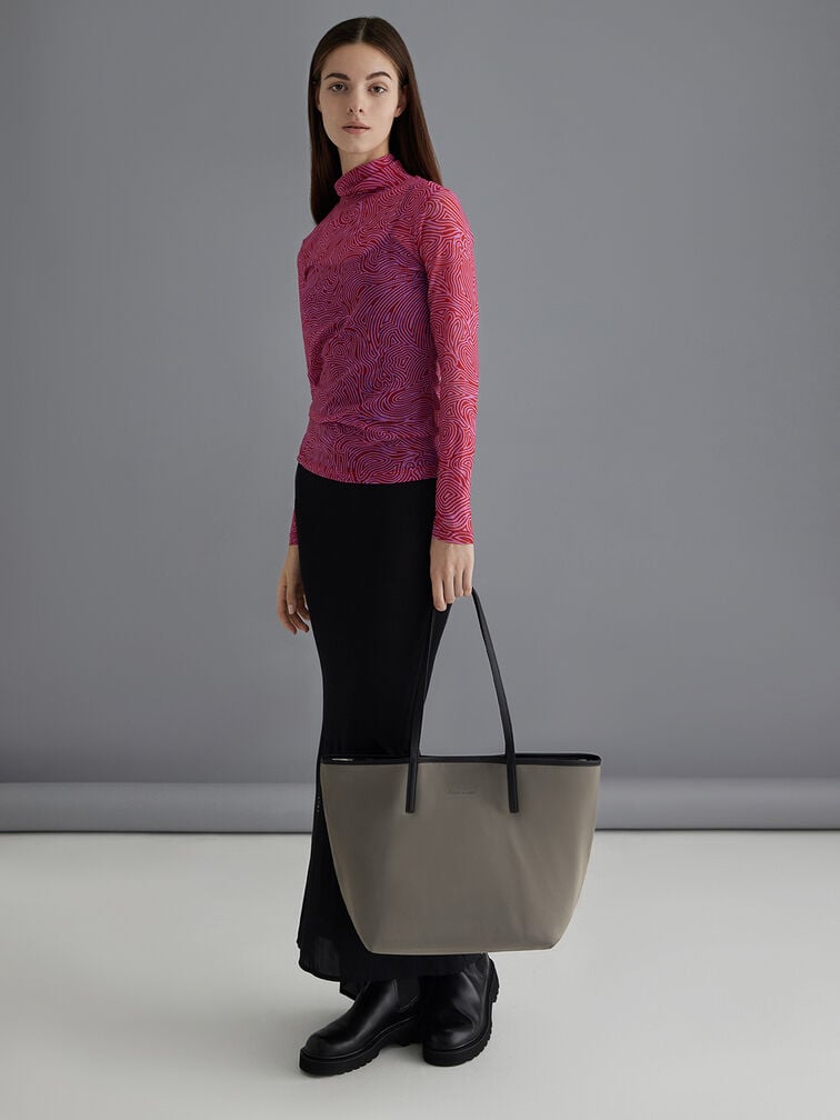 Sianna Metallic Reversible Tote Bag, Pewter, hi-res