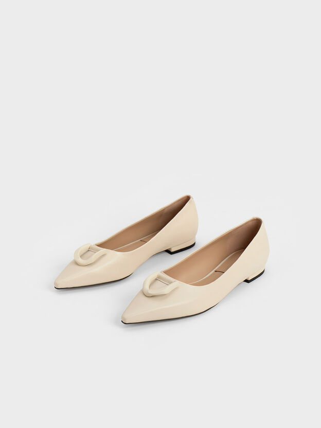 Gabine Leather Ballerinas, Chalk, hi-res