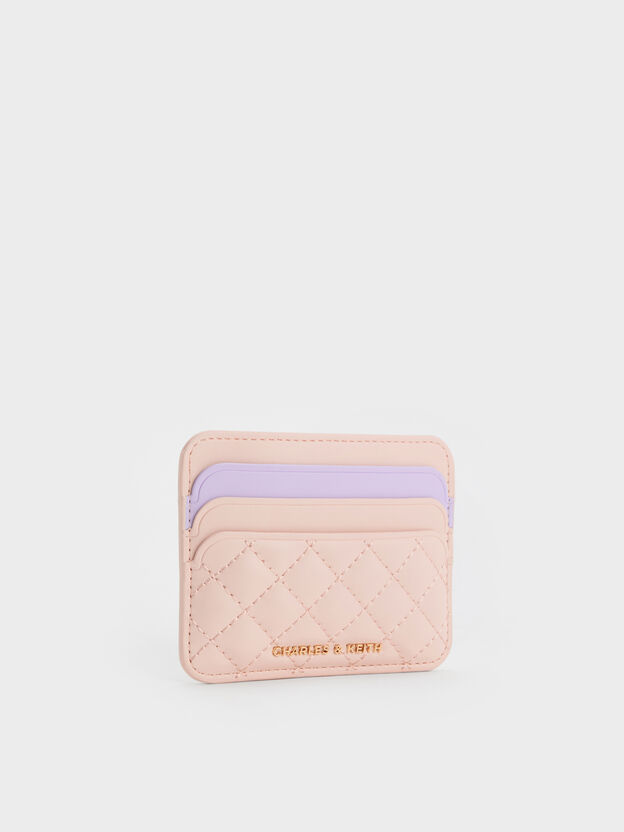 Cleo Two-Tone Quilted Card Holder, Soft Pink, hi-res
