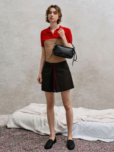 Mini Haylen Braided-Charm Shoulder Bag, Black, hi-res