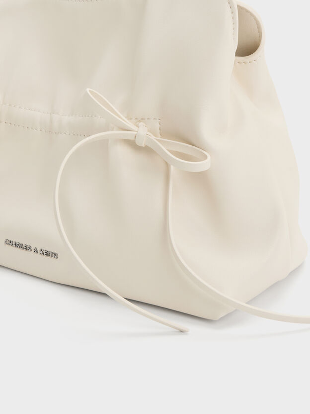 Reese Ruched Bow Shoulder Bag, Cream, hi-res