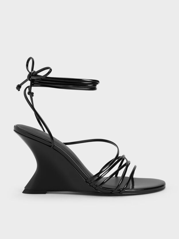 Noona Strappy Wedges, Black Box, hi-res
