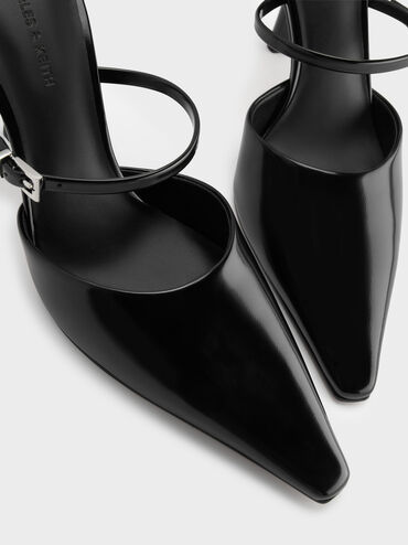 Tapered Square-Toe Heeled Mules, Black Box, hi-res