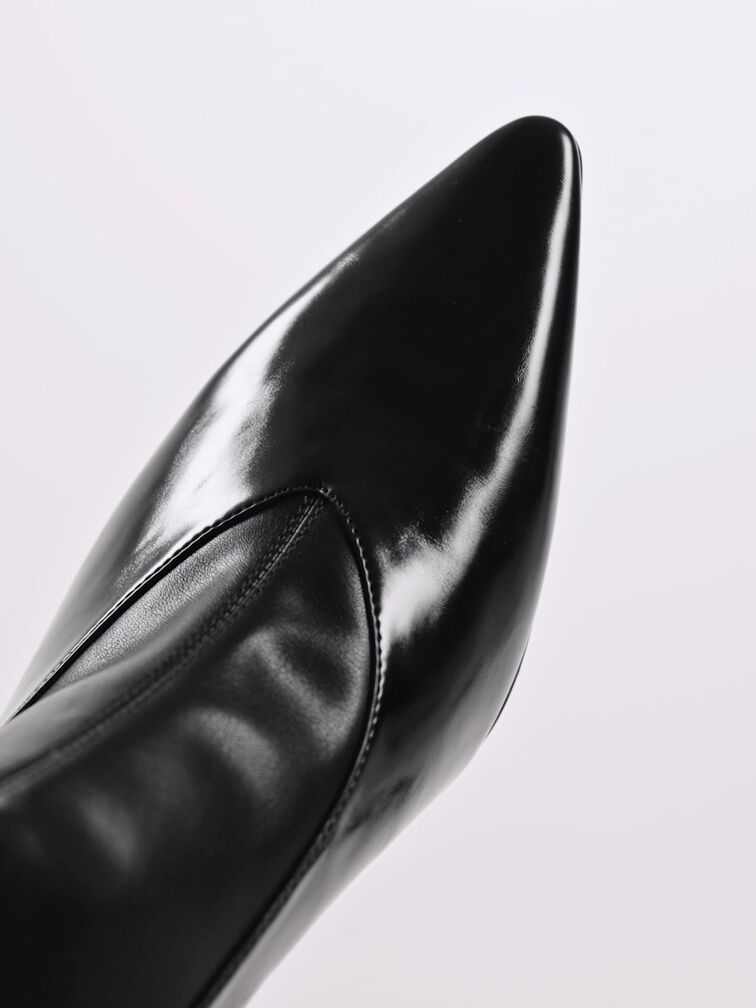 Pointed-Toe Back-Zip Stiletto-Heel Ankle Boots, Black Box, hi-res