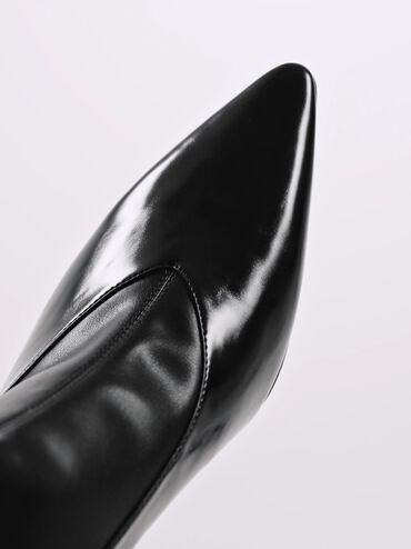 Pointed-Toe Back-Zip Stiletto-Heel Ankle Boots, Black Box, hi-res