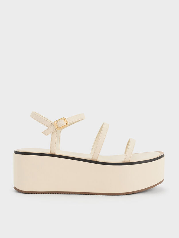Strappy Flatform Wedge Sandals, Chalk, hi-res