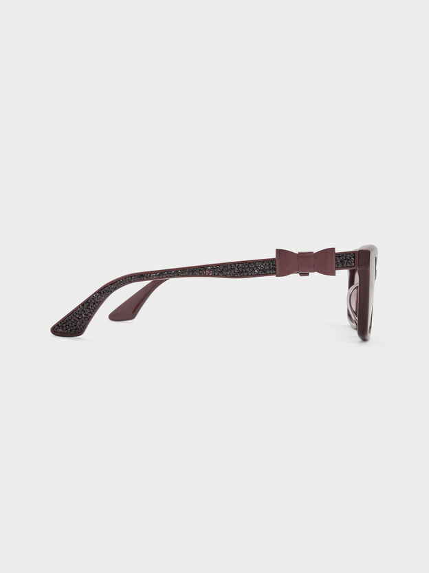 Tanya Bow Rectangular Sunglasses, Wineberry Red, hi-res
