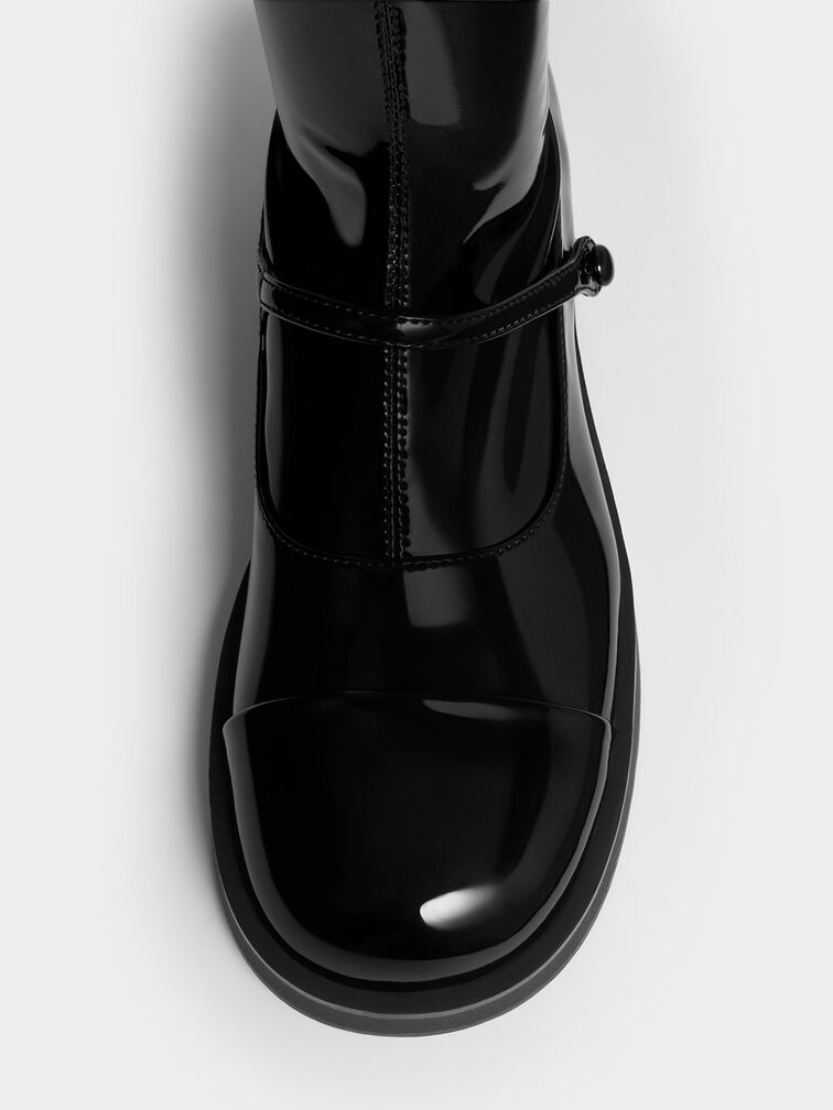 Front-Strap Ankle Boots, Black Box, hi-res