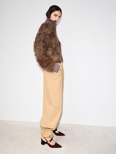 Yvette Faux Suede Mary Jane Slingback Pumps, Dark Brown, hi-res