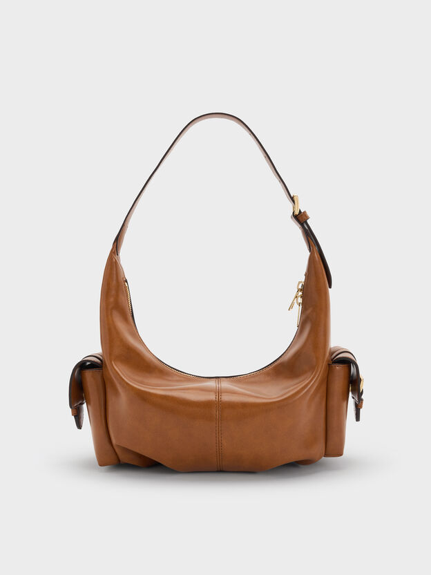 Bessie Side-Pocket Hobo Bag, Distressed Tan, hi-res
