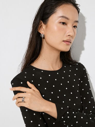 Aine Crystal Sculptural Ring, Silver, hi-res