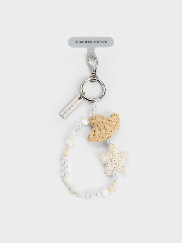 Crochet Seashell-Starfish Beaded-Handle Charm, Multi, hi-res