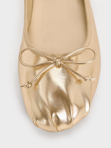 Emiko Metallic Bow Mary Jane Flats, Light Gold, hi-res
