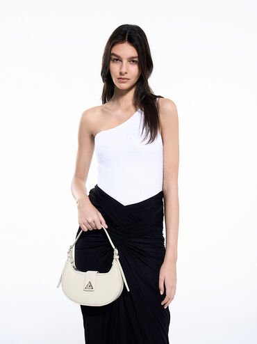 Trice Metallic-Accent Belted Shoulder Bag, Chalk, hi-res