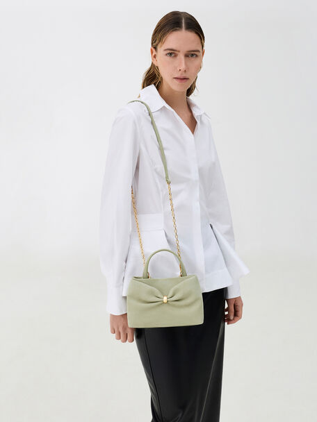 Halsey Ruched Top Handle Bag, Pale Sage, hi-res