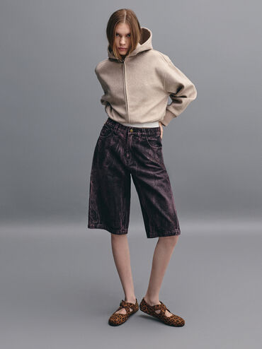 Faux Suede Leopard-Print Crossover-Strap Mary Janes, Animal Print Brown, hi-res