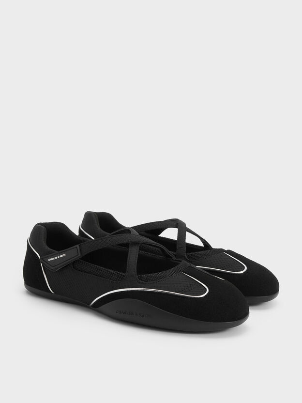 Mika Crossover Mary Jane Sneakers, Black Textured, hi-res