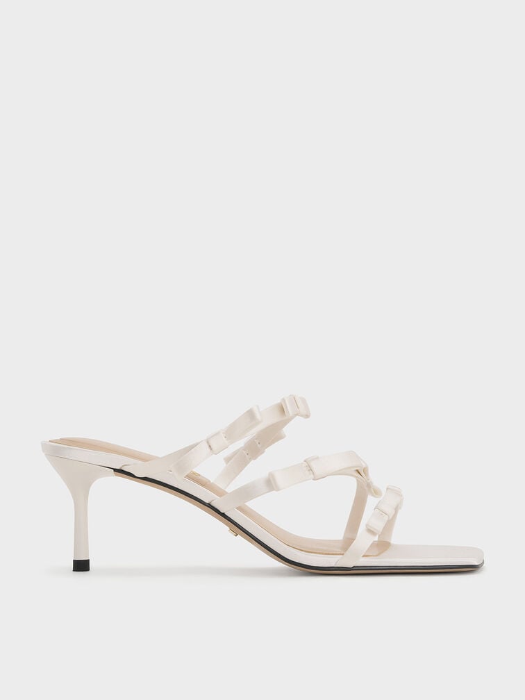 Jessy Bow Heeled Sandals, White, hi-res