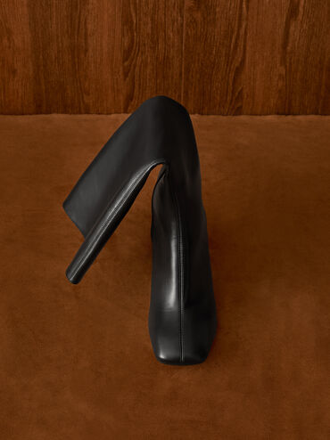 Square-Toe Side-Zip Knee-High Boots, Black, hi-res