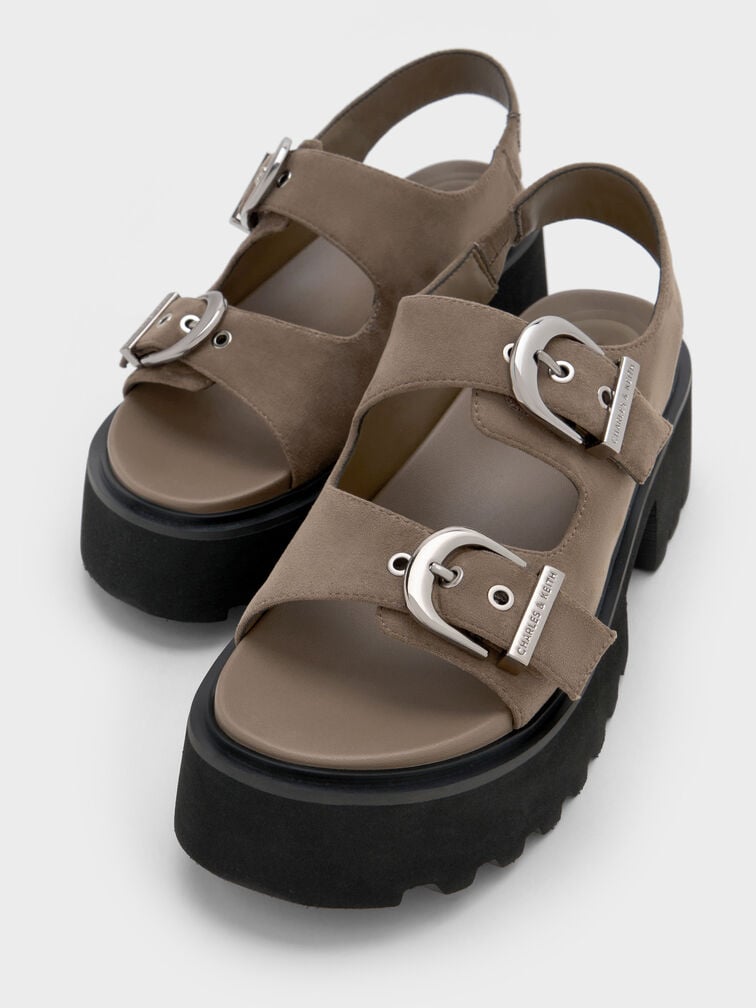 Nadine Faux Suede Slingback Platform Sandals, Taupe, hi-res